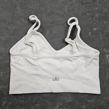 Alo Yoga Sports Bra Womens Small White Ribbed Crop Top Bralette Athletic