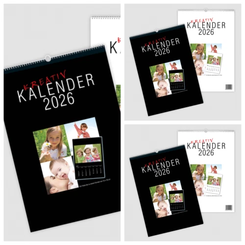 3 x Hochwertige Fotokalender Bastelkalender 2026 DIN A4 für Fotos bis 13x18 cm