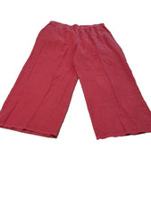 Eileen Fisher rose coral linen wide leg crop pants, PO, L