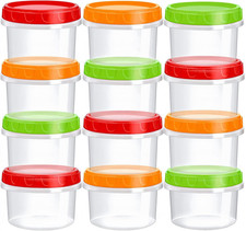 8 Oz Small Plastic Freezer Containers, 12 Pcs, Multicolor Reusable Food Storag
