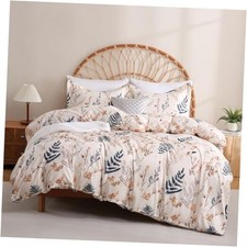 Fall Floral Duvet Cover Set Size, 3 Piece Boho Botanical Printed King Ferns
