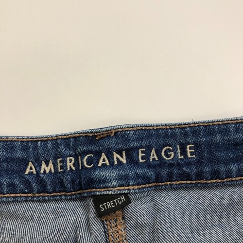 American Eagle Mom Straight Jean 18 (Fits 37W 27L) High Rise Distressed Stretch - Picture 8 of 10