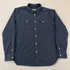 Edgevale Cotton Button Work Shirt Men’s XL Navy USA Made Long Sleeve