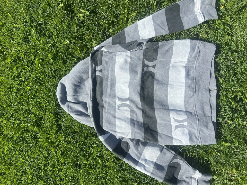 Sudadera con Capucha Hurley Vintage Años 90/Y2k a Cuadros Cremallera Talla M Grunge Skate Suéter Foto 3 de 3