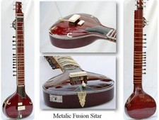 Handgefertigtes halbflaches Modell Sitar Metalic Fusion + Tonabnehmer Fibergl...