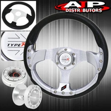 Chrome Quick Release For 84-89 Ae86 + Pvc Silver Fusion Style Steering Wheel