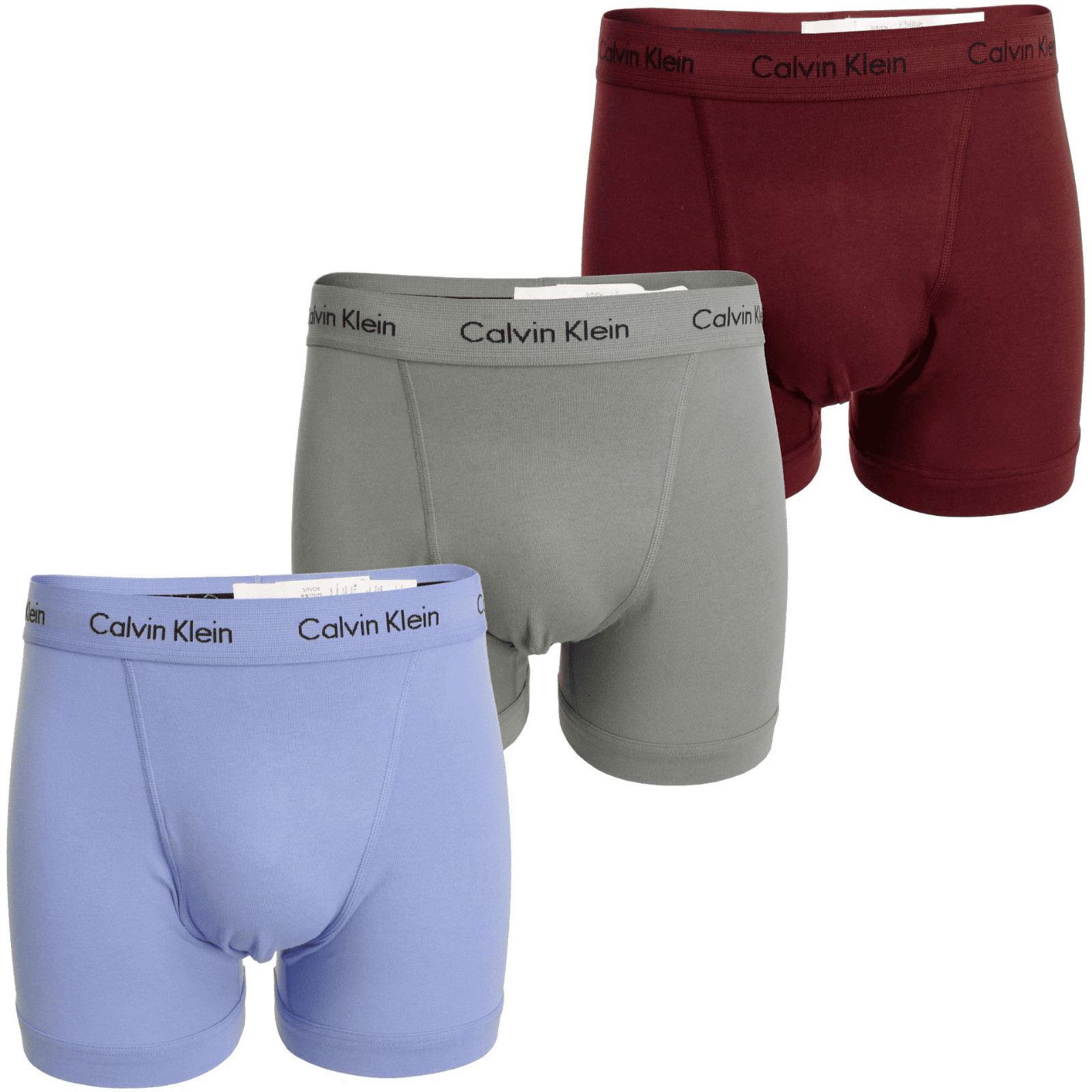 Calzoncillos boxer Calvin Klein 100 % auténticos para hombre - Paquete de 3 azules/grises/rojos