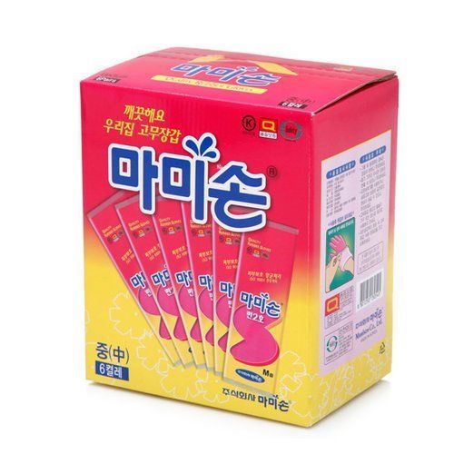 Korean Natural Rubber Latex Kitchen Gloves Dish Washing M Size 6pcs By