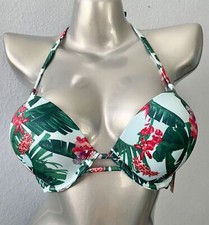 Victoria's Secret Nwt Swim Bikini Top Bombshell 2 Cups Halter Push Up Tropical