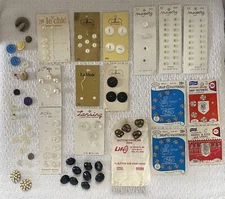 Vintage Lot of Buttons, Snaps, Hook/Eyes: Majesty, LaMode, Lansing, LeChic