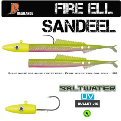 2 DELALANDE Fire Eel 18 cm Farbcode 188 + SEA BULLET 80G Yellow-UV Bleifrei
