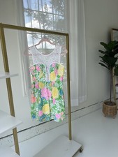 Lilly Pulitzer Raegan Hibiscus Stroll Sz. 0 Pink Green Floral Lace Dress