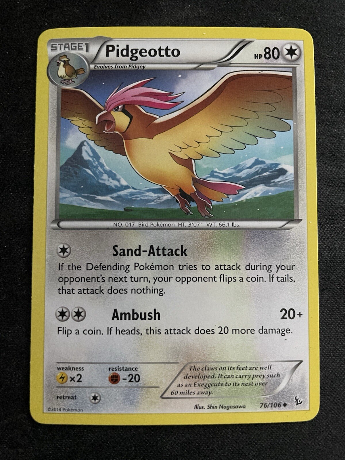 Pidgeotto 76/106 Flashfire Uncommon English Pokemon TCG Card LP
