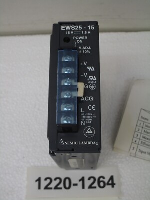 Nemic-Lambda EWS25-15 15 VDC 1.8 Amp Power Supply Inputs 85-250 VAC 110-330 VDC