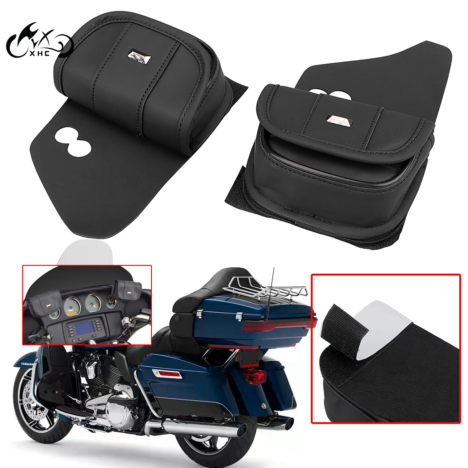 Matte Black Windshield Faring Pouches For Harley Street Glide Special FLHXS FLHT