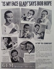 Bob Hope GEM Razor Blades Print Ad Original Rare Vtg 1930s Micromatic Lindisfarn