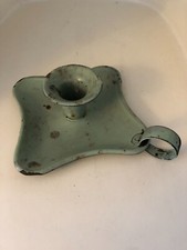 Ancien Bougeoir À Main / Rat De Cave En Tôle Émaillée verte GBN