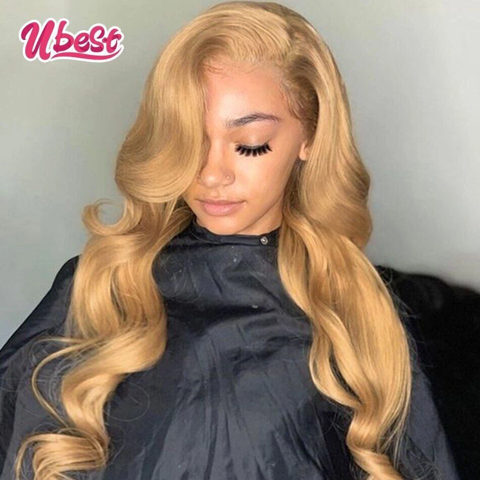 Honey Blonde 27 Body Wave Lace Front Human Hair Wigs Transparent