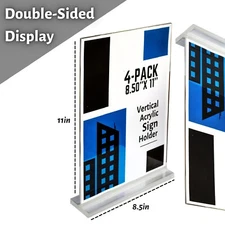 3-Pack Acrylic Sign Holders - Sign Display / 8.5 x 11 Double-Sided