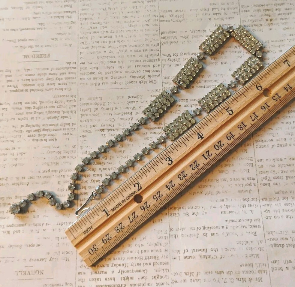 Vintage Clear RHINESTONE Rectangular Panel Link C… - image 4