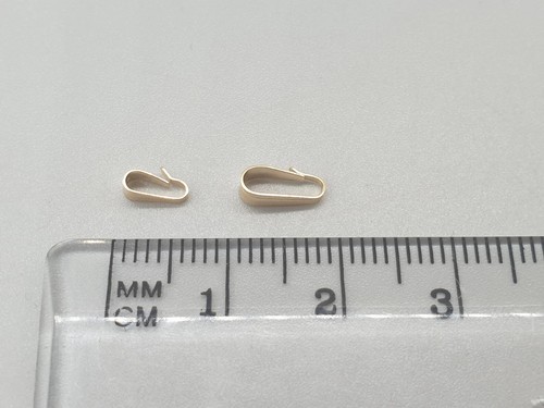14Ct Yellow Gold Clip Bail 6mm 8mm 14K 585 Snap on Light Grooved Pendant Loop - Picture 6 of 8