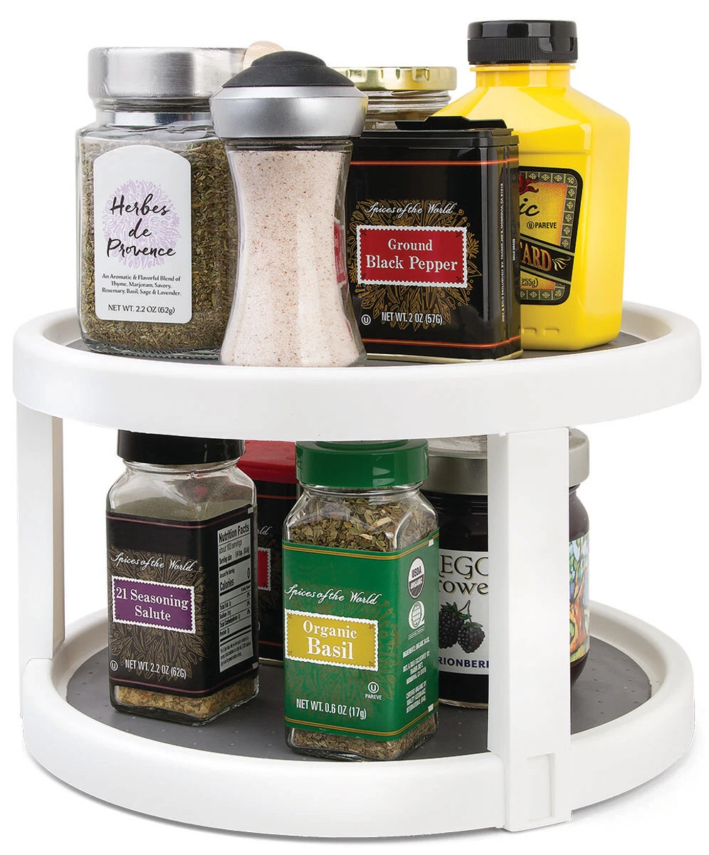 2 Tier Rotating Spice Herb Rack Holder Kitchen Jar Pull-Out Organiser  Storage