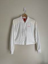 NIKE Sportswear Womens Small White Mesh-trimmed Cropped Bomber Jacket Size Med