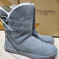 WOMENS SIZE 7 DOVE GREY KOOLABURRA BY UGG SHAZI SHORT SUEDE BOOTS 1019361 DMG BX