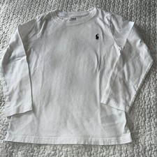 Polo Ralph Lauren Kids Unisex White Cotton Long Sleeve Logo Tee T-Shirt Small 6