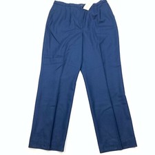 Pendleton 100 Virgin Wool Pants Navy Blue Lined Pockets Flat Front Women 18 NWT