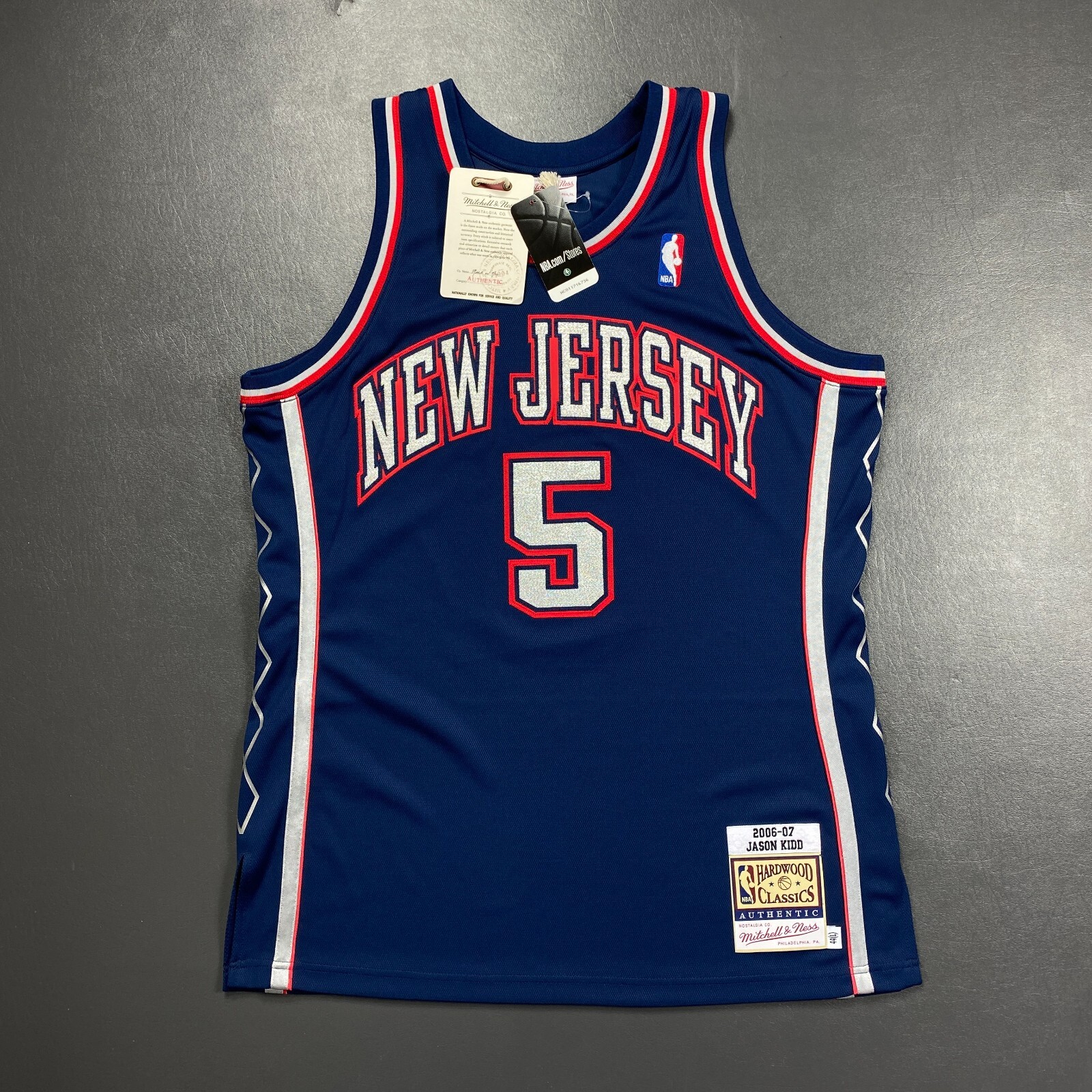 100% Authentic Jason Kidd Mitchell Ness 06 07 NJ Nets Jersey Size 44 L Mens