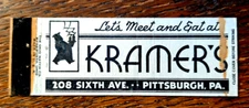 Vintage Matchbook: Kramer's Restaurant, Pittsburgh, PA