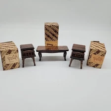 Vintage Concord Miniatures Wooden Coffee table & 2 Side Tables Open Top 1:1 Scal