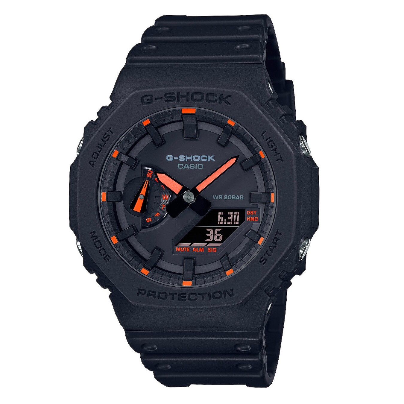 Orologio CASIO uomo G-Shock analogico digitale nero / arancione GA-2100-1A4ER