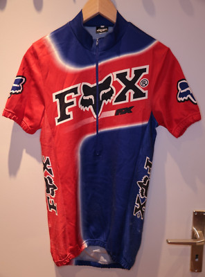 FOX MTB Jersey Kurzarm rot blau schwarz weiß  1/2 RV Gr. S *** Trikot mit Mängel