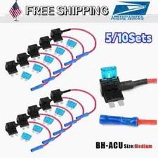 12V 15A Car Add-a-circuit Fuse TAP Adapter Kit, Medium ATM APM Blade Fuse