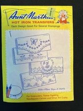 Aunt Martha's Hot Iron Transfer Pillow Slips 4 Motifs 3506 Uncut Never Opened