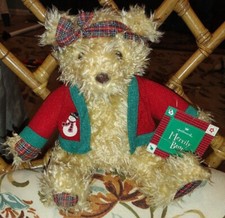Hallmark Merrily Teddy Bear Christmas Plush Stuffed Animal Toy Red Green Plaid L
