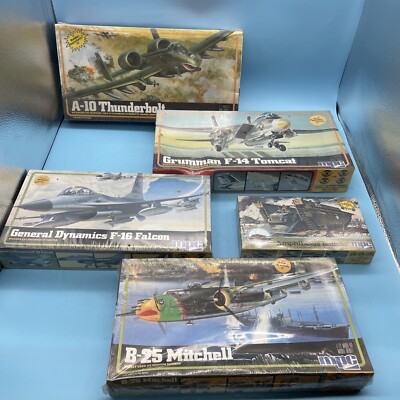 5 MODELS B-25 Mitchell,F-16 Falcon,F-14 Tomcat,A-10 Thunderbolt,Amphibious WOW