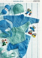 2033 BABY BOY GIRL CARDIES HATS PANTS 12-22"  PREM -2/3 VINTAGE KNITTING PATTERN