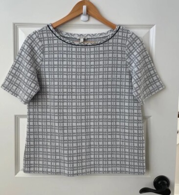 Talbot s Tweed Short Sleeve Top Career Womens Black And White Size PS