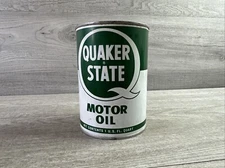 Vintage Quaker State Motor Oil Metal Can SAE 20-20W Pennsylvania Empty 1-Quart