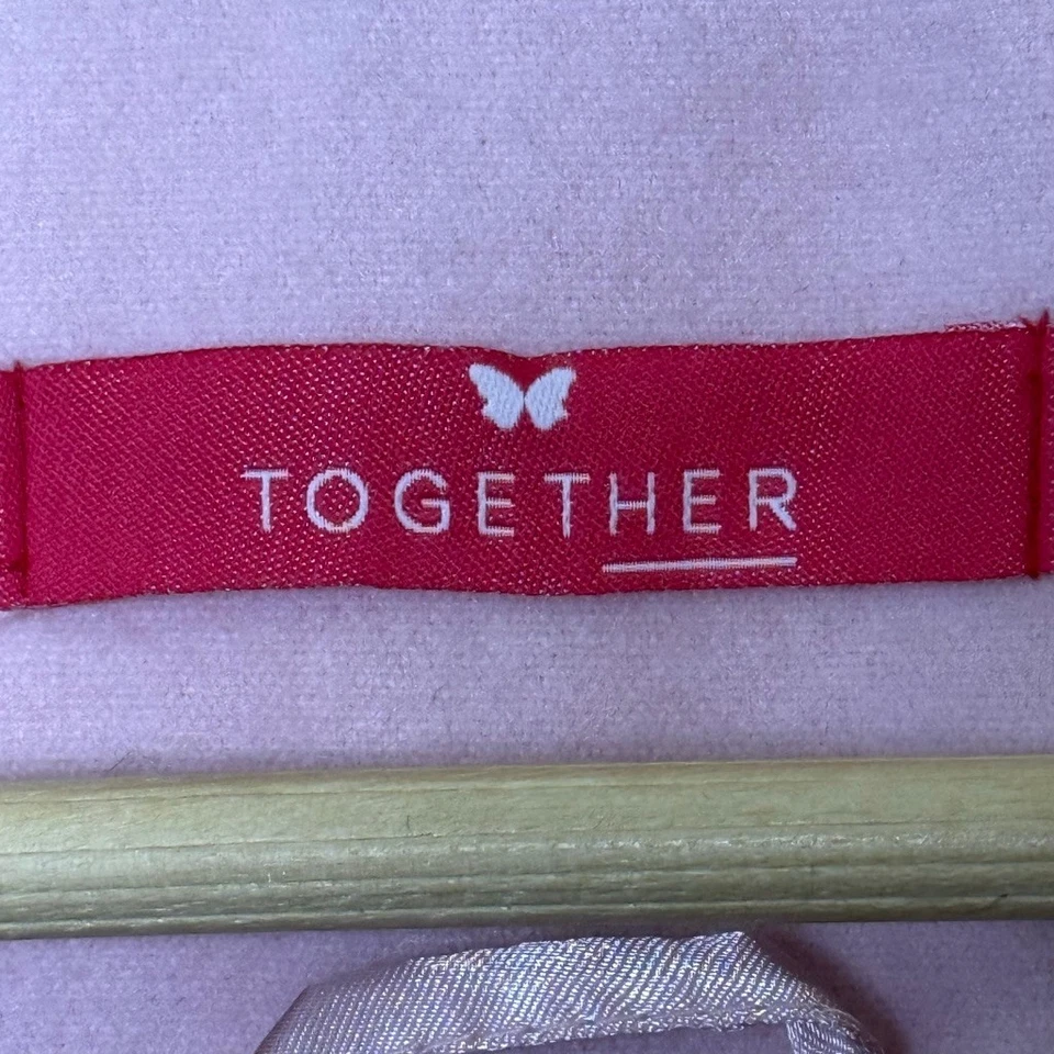 Abrigo Together Rosa Claro Sin Cuello Botón Bolsillos Delanteros Talla 14 Usado Foto 4 de 4