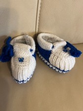 Baby Schühchen, weiß/blau, Handgefertigt***NEU***