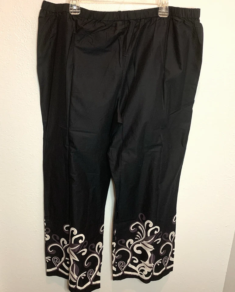 Pantalones Ambrielle para mujer XXL 100 % algodón ropa de playa/dormir cordón pierna ancha Foto 2 de 4
