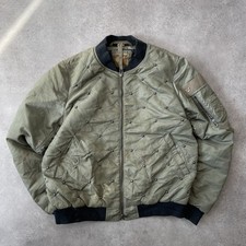 True Religion Bomber Jacket Womens Medium Quilted Studded Army Windbreaker Green