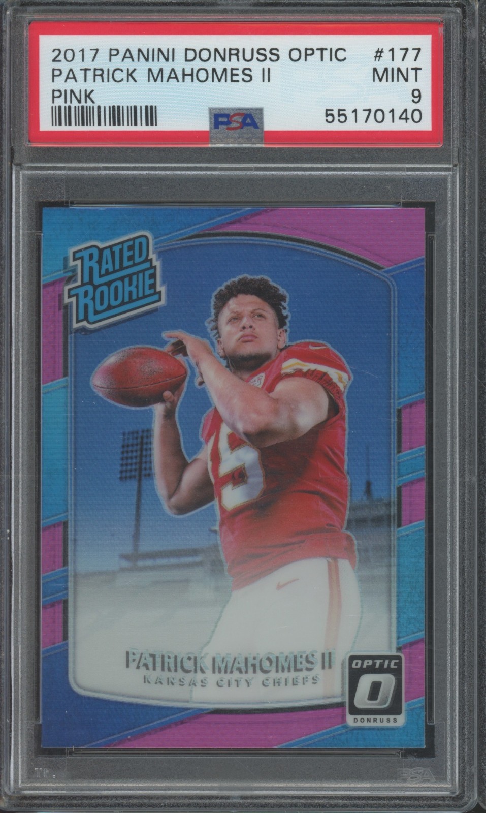 2017 Donruss Optic Pink Rated Rookies #177 Patrick Mahomes II RC Mint PSA 9