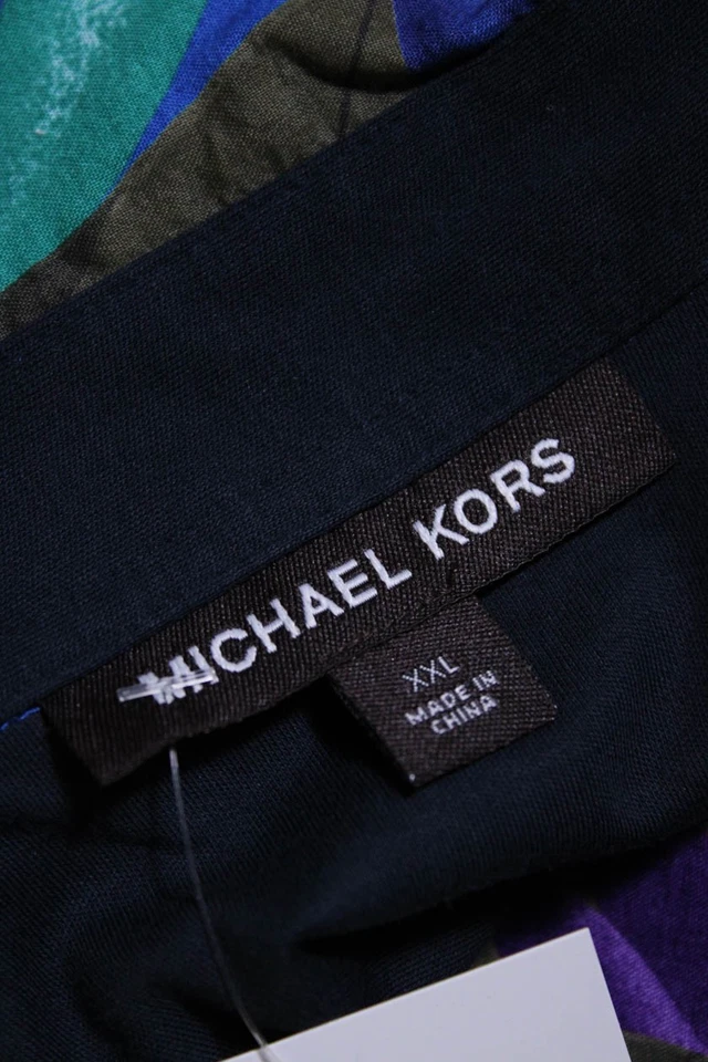 Camisa Polo Michael Kors Para Hombres Manga Corta Cuello Botón Multicolor Negra Talla XX Foto 4 de 4