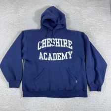 Vintage Cheshire Academy Russell Athletic Hoodie Sweatshirt Adult Large Blue 90s