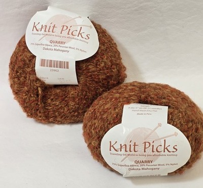 2 Dakota Mahogany Knit Picks Quarry Yarn Alpaca Wool Nylon Blend 50 g